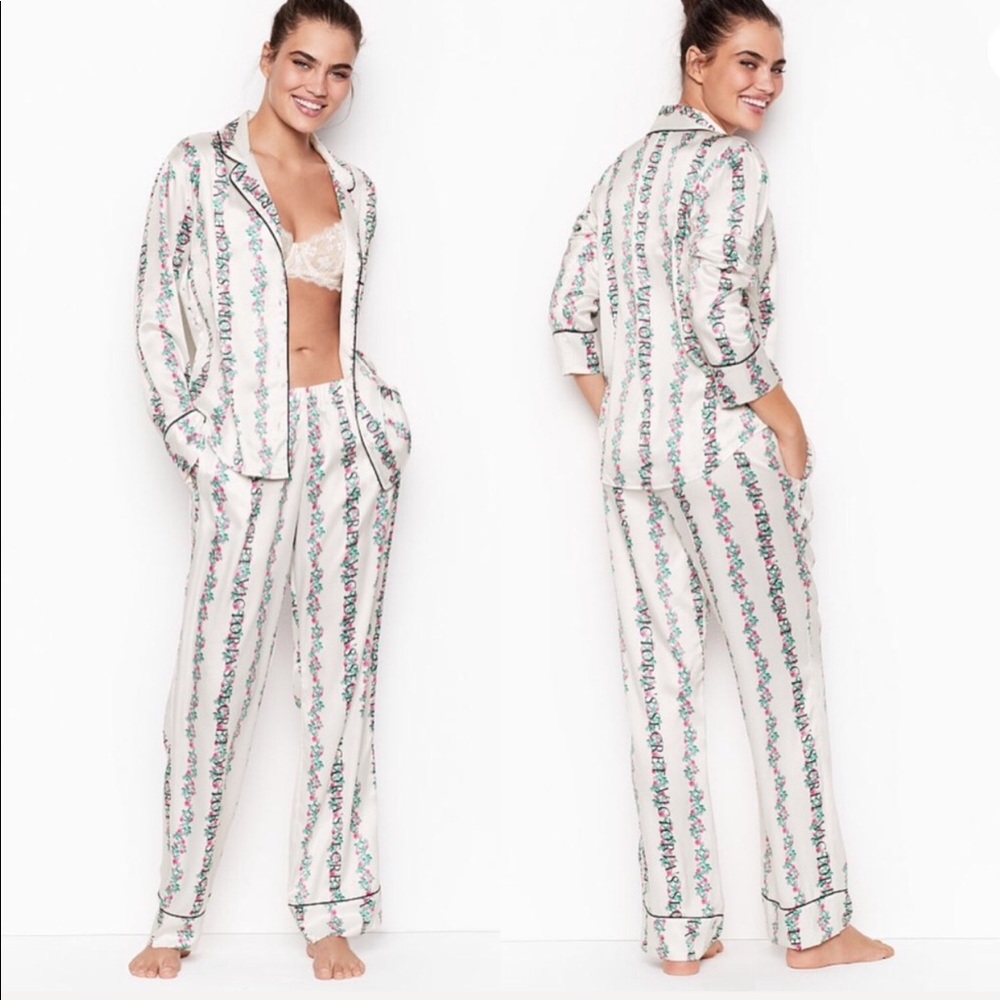VICTORIA'S SECRET floral logo The Satin Pajama Set - Picture 2 of 2